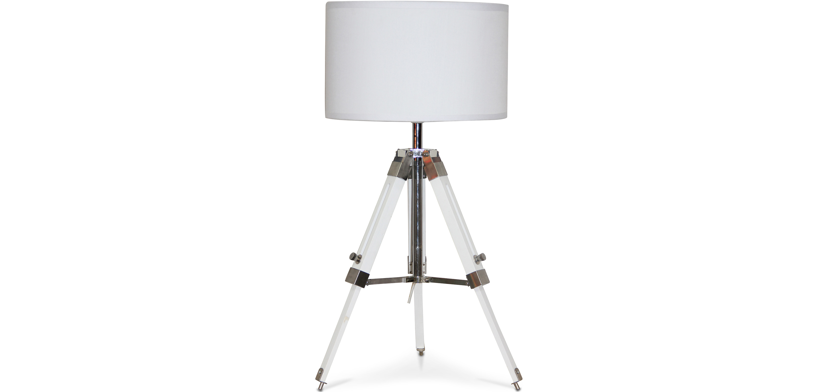Tripod Desk Lamp Cylindrical White Lampshade