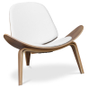 Buy Design Armchair - Scandinavian Armchair - Upholstered in Leather - Luna White 16776 - prices