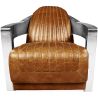 Buy Design Armchair Churchill Lounge - Premium Leather & Steel Steel 48374 - in the UK