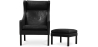 Buy 2204 Armchair with Matching Ottoman - Premium Leather Black 15450 - in the UK