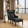 Buy 2204 Armchair with Matching Ottoman - Premium Leather Black 15450 - prices