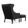 Buy 2204 Armchair with Matching Ottoman - Faux Leather Black 15449 home delivery