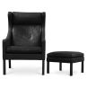 Buy 2204 Armchair with Matching Ottoman - Faux Leather Black 15449 - in the UK