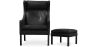 Buy 2204 Armchair with Matching Ottoman - Faux Leather Black 15449 - in the UK