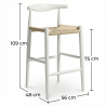 Buy Rope Design Bar Stool Boho Bali - 75cm - Wood White 99958406 - in the UK