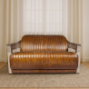 Buy Design Sofa Churchill Lounge - 2 places - Premium Leather & Stainless Steel Vintage brown 48369 at MyFaktory