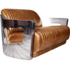 Buy Design Sofa Churchill Lounge - 2 places - Premium Leather & Stainless Steel Vintage brown 48369 in the United Kingdom