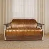 Buy Design Sofa Churchill Lounge - 2 places - Premium Leather & Stainless Steel Vintage brown 48369 - in the UK