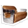 Buy Design Sofa Churchill Lounge - 2 places - Premium Leather & Stainless Steel Vintage brown 48369 in the United Kingdom