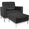 Buy Kanel Armchair with Matching Ottoman - Faux Leather Black 16514 - in the UK
