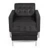 Buy Kanel Armchair with Matching Ottoman - Faux Leather Black 16514 - in the UK