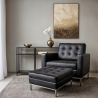 Buy Kanel Armchair with Matching Ottoman - Faux Leather Black 16514 - prices