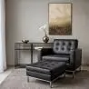 Buy Kanel Armchair with Matching Ottoman - Faux Leather Black 16514 - prices