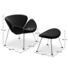 Buy Slice Armchair with Matching Ottoman - Premium Leather Black 16763 - prices