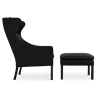 Buy 2204 Armchair with Matching Ottoman - Faux Leather Black 15449 at MyFaktory