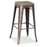 Buy Industrial Design Bar Stool - Wood & Steel - 76cm - Metalix Red 54406 in the United Kingdom