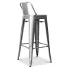 Buy Bistrot Metalix stool with small backrest - 76cm Yellow 58348 in the United Kingdom
