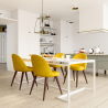 Buy Dining Chair - Upholstered in Fabric - Scandinavian Style - Bennett Yellow 58982 - prices