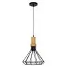 Buy Black metal and wood ceiling lamp - Fenris Black 59162 - in the UK
