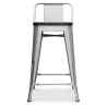 Buy Industrial Design Bar Stool with Backrest - Wood & Steel - 60 cm - Metalix Black 59117 - in the UK
