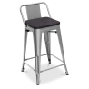 Buy Industrial Design Bar Stool with Backrest - Wood & Steel - 60 cm - Metalix Black 59117 in the United Kingdom