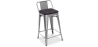 Buy Bistrot Metalix stool wooden and small backrest - 60cm Black 59117 in the United Kingdom