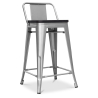 Buy Industrial Design Bar Stool with Backrest - Wood & Steel - 60 cm - Metalix Pastel orange 59117 in the United Kingdom