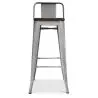 Buy Industrial Design Bar Stool with Backrest - Wood & Steel - 76cm - Metalix Pastel orange 59118 - in the UK