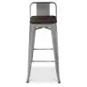 Buy Industrial Design Bar Stool with Backrest - Wood & Steel - 76cm - Metalix Pastel orange 59118 at MyFaktory
