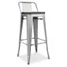 Buy Industrial Design Bar Stool with Backrest - Wood & Steel - 76cm - Metalix Pastel orange 59118 in the United Kingdom