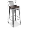 Buy Bistrot Metalix stool Wooden and small backrest - 76 cm Green 59118 in the United Kingdom