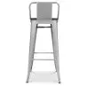 Buy Industrial Design Bar Stool with Backrest - Wood & Steel - 76cm - Metalix Pastel orange 59118 - in the UK