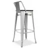 Buy Industrial Design Bar Stool with Backrest - Wood & Steel - 76cm - Metalix Pastel orange 59118 in the United Kingdom