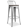 Buy Industrial Design Bar Stool with Backrest - Wood & Steel - 76cm - Metalix Pastel pink 59118 home delivery