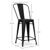 Buy Bistrot Metalix square bar stool with backrest - 60cm Pastel yellow 58410 home delivery