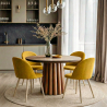 Buy Dining Chair - Upholstered in Fabric - Scandinavian Style - Bennett  Yellow 59261 - prices