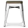 Buy Industrial Design Stool - Wood & Steel - 45cm - Metalix Pastel orange 58350 - in the UK