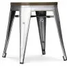 Buy Industrial Design Stool - Wood & Steel - 45cm - Metalix Pastel orange 58350 at MyFaktory