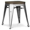 Buy Industrial Design Stool - Wood & Steel - 45cm - Metalix Pastel orange 58350 in the United Kingdom