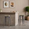 Buy Bistrot Metalix style stool - 76cm  - Metal and Light Wood Red 59704 - prices