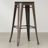 Buy Bistrot Metalix style stool - 76cm - Metal and dark wood Industriel 59697 - prices