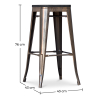 Buy Bistrot Metalix style stool - 76cm - Metal and dark wood Metallic bronze 59697 - prices