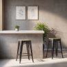 Buy Bistrot Metalix style stool - 61cm - Metal and Light Wood Light grey 59696 - prices
