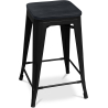 Buy Bistrot Metalix style stool - 61cm - Metal and dark wood Black 59695 in the United Kingdom