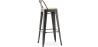 Buy Bistrot Metalix style bar stool with small backrest - 76 cm - Metal and Light Wood Steel 59694 in the United Kingdom