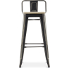 Buy Bistrot Metalix style bar stool with small backrest - 76 cm - Metal and Light Wood Red 59694 - prices