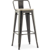 Buy Bistrot Metalix style bar stool with small backrest - 76 cm - Metal and Light Wood Red 59694 - in the UK