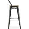 Buy Bistrot Metalix style bar stool with small backrest - 76 cm - Metal and Light Wood Red 59694 at MyFaktory