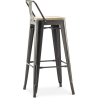 Buy Bistrot Metalix style bar stool with small backrest - 76 cm - Metal and Light Wood Red 59694 in the United Kingdom
