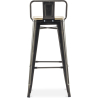 Buy Bistrot Metalix style bar stool with small backrest - 76 cm - Metal and Light Wood Red 59694 home delivery